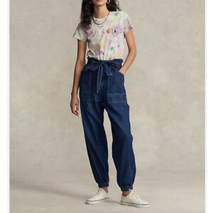 Polo Ralph Lauren Women Dresla Wash Belted Denim Jogger Pant NWT